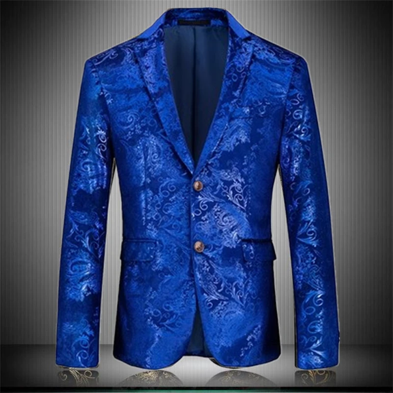 Brand 2023 New Tide Mens Fashion Print Blazer Design Plus Size Hip Hot Casual Male Slim Fit Suit Jacket Singer Costume