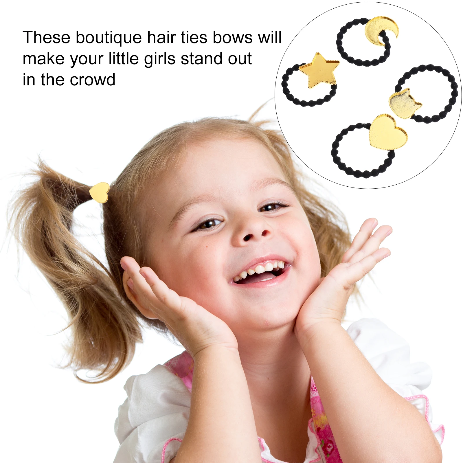 

4pcs DIY Hair Ring Elastic Rope Rubber Accessories Anti break Star Shape Alloy Frame Headdress Making Supplies Hair