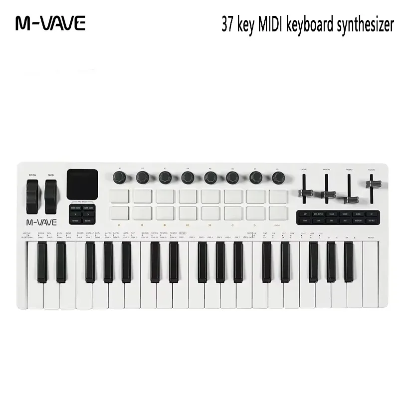 M-VAVE SMK-37 PRO Wireless MIDI Keyboard 37 Key FM Synth Engine Color Display BT 5.0 USB Audio 16 Aftertouch Pads Portable