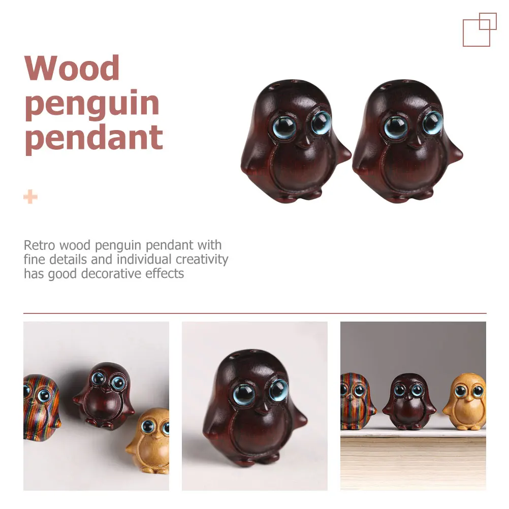 

2 Pcs Wood Carving Penguin Jewelry Desktop Decoration Small s Wooden Ornament for Mini Sandalwood Decorative Statue