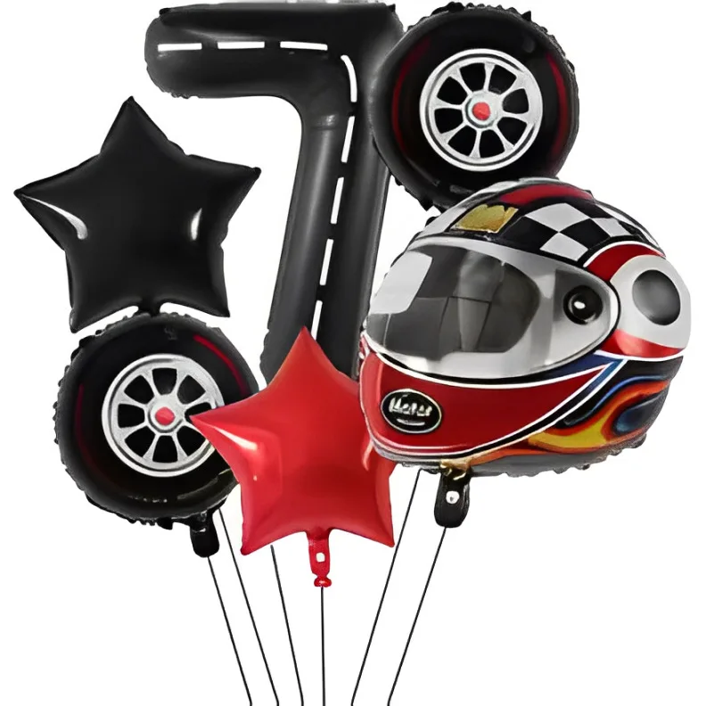 6PCS Motor Helm Ballon Rad Reifen Racing Luftballons Geburtstag Dekor Jungen Rennen Auto Dirt Bike Motocross Hot Rad Party liefert – Detail 9
