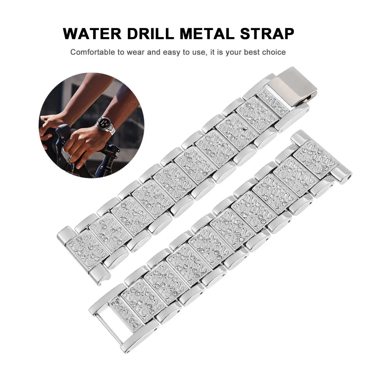 

Ремешок для часов с блестящими стразами, гладкая металлическая отделка, легкий дизайн, вневременной стиль, сменный браслет для мужчин и женщин, для ежедневного использования