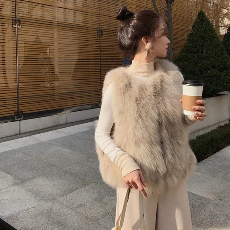 

Fur Vest Women's 2026 Autumn Winter New Korean Imitation Fox Fur Vest Coat Waistcoat Female Sleeveless Jacket Outerwear