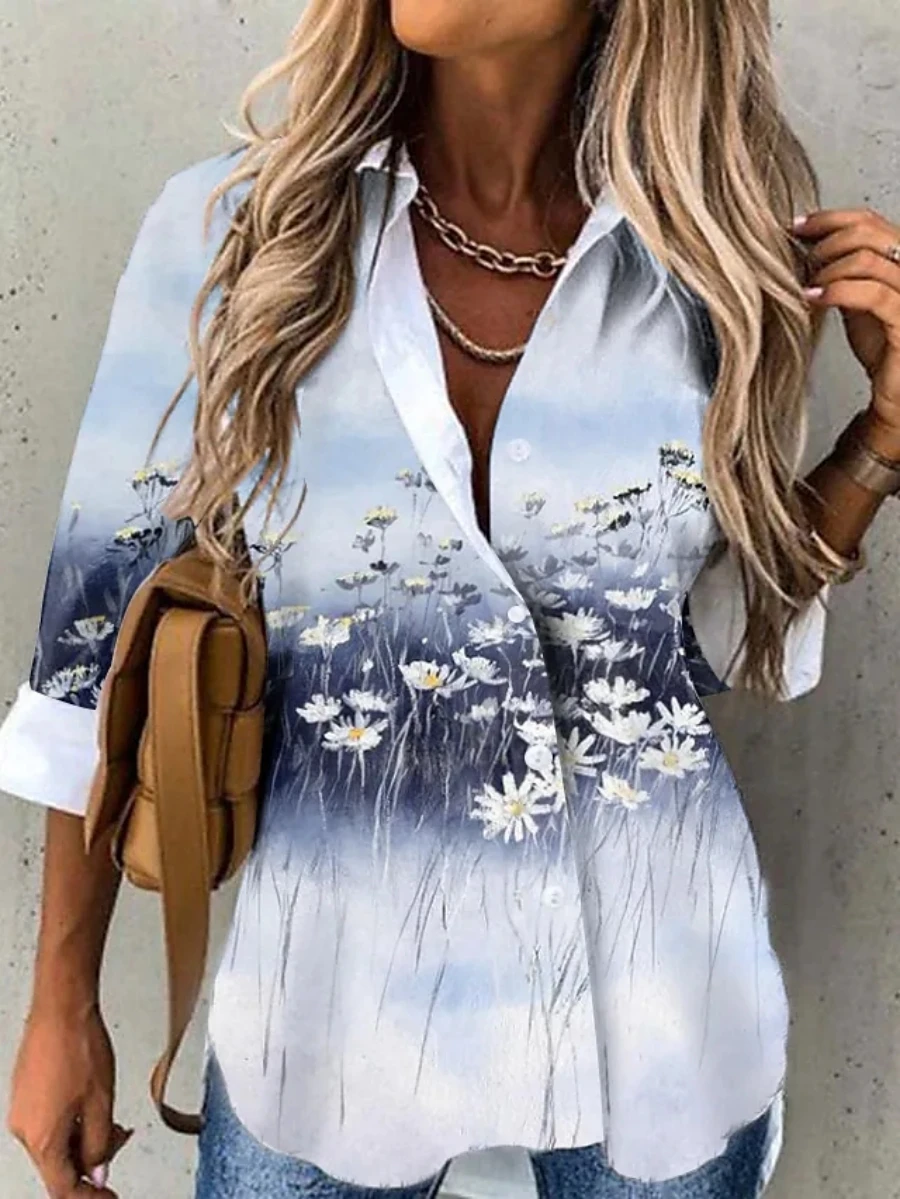 Elegant Loose Shirt Woman Fashion Casual Woman Shirt Temperament Long Sleeve Blouse Holiday Weekend Top