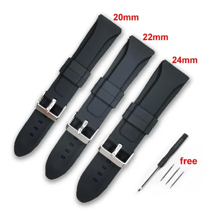 20mm 22mm 24mm Silicone Watch Band for Seiko Strap Soft Waterproof Wristband  Women Men Universal Replacement Sports Watch Strap