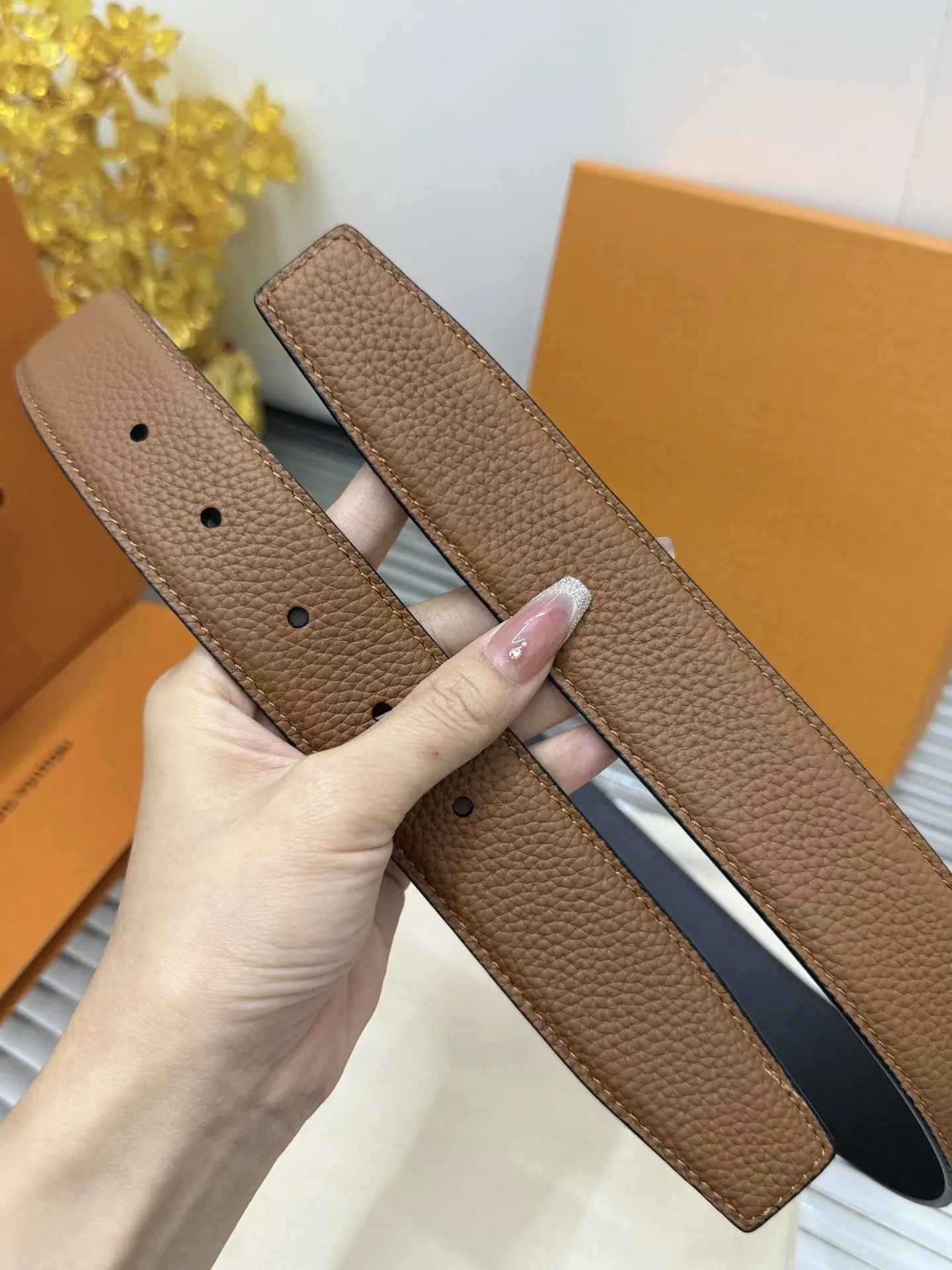 Unisex Double Faced Cowhide Belt Strap No Buckle Genuine Leather Waistband Replacement Accessory for Casual Business Daily