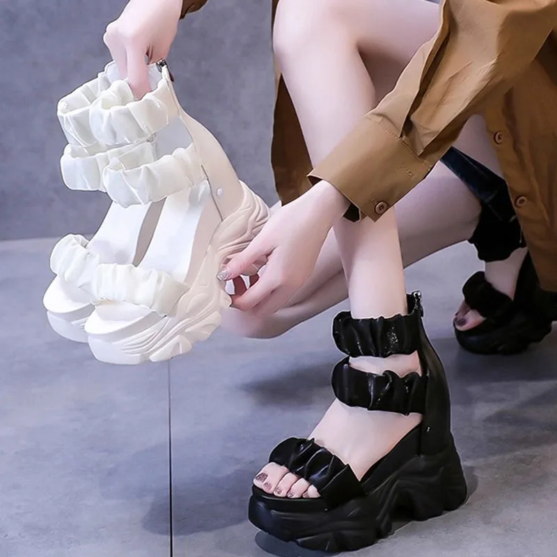 

XMWRLW 2025 Summer Women Sandals Wedges Shoes Non Slip Female Summer Shoes High Heels 10cm Women Sandal Wedges Shoe Sandals