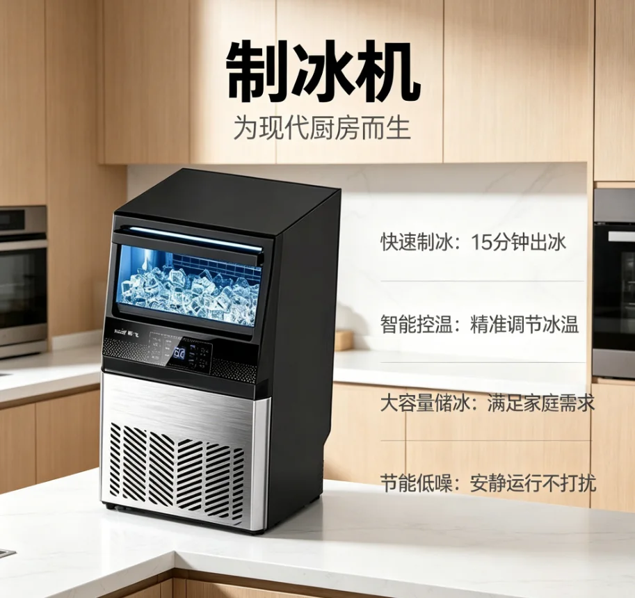 

220V Frestec Commercial Ice Maker Large Capacity Automatic Square Ice Machine for Bubble Tea Shop LYH