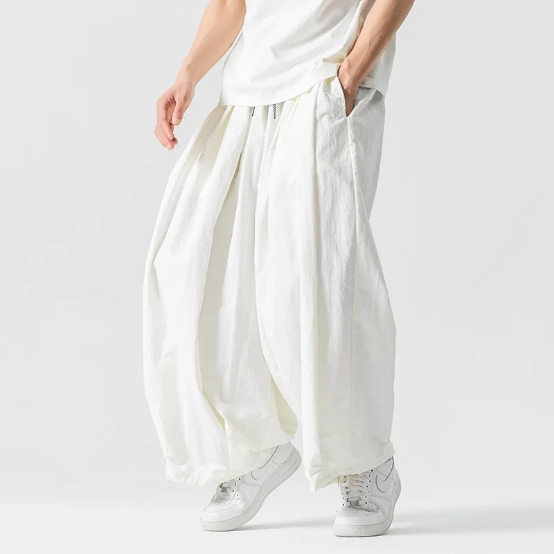 

2025 Summer New Men's Casual Pants Japanese Loose Straight Leg Wide Leg Pants Male Casual Loose Harem Trouser