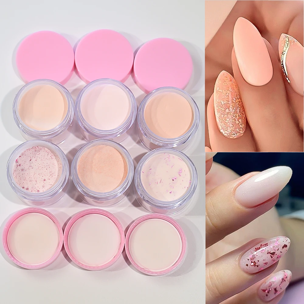 

6Jars 3In1 Professional Acrylic Powder Nail Polymer Tip Extension Carving Powder Natural Dry Glitter Nail Dipping Powder