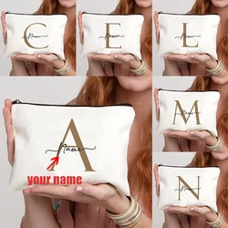 Initial Personalised Custom Name Cosmetic Bag Bridesmaid Makeup Bags Pouch Travel Neceser Toiletry Zipper Organizer Wedding Gift