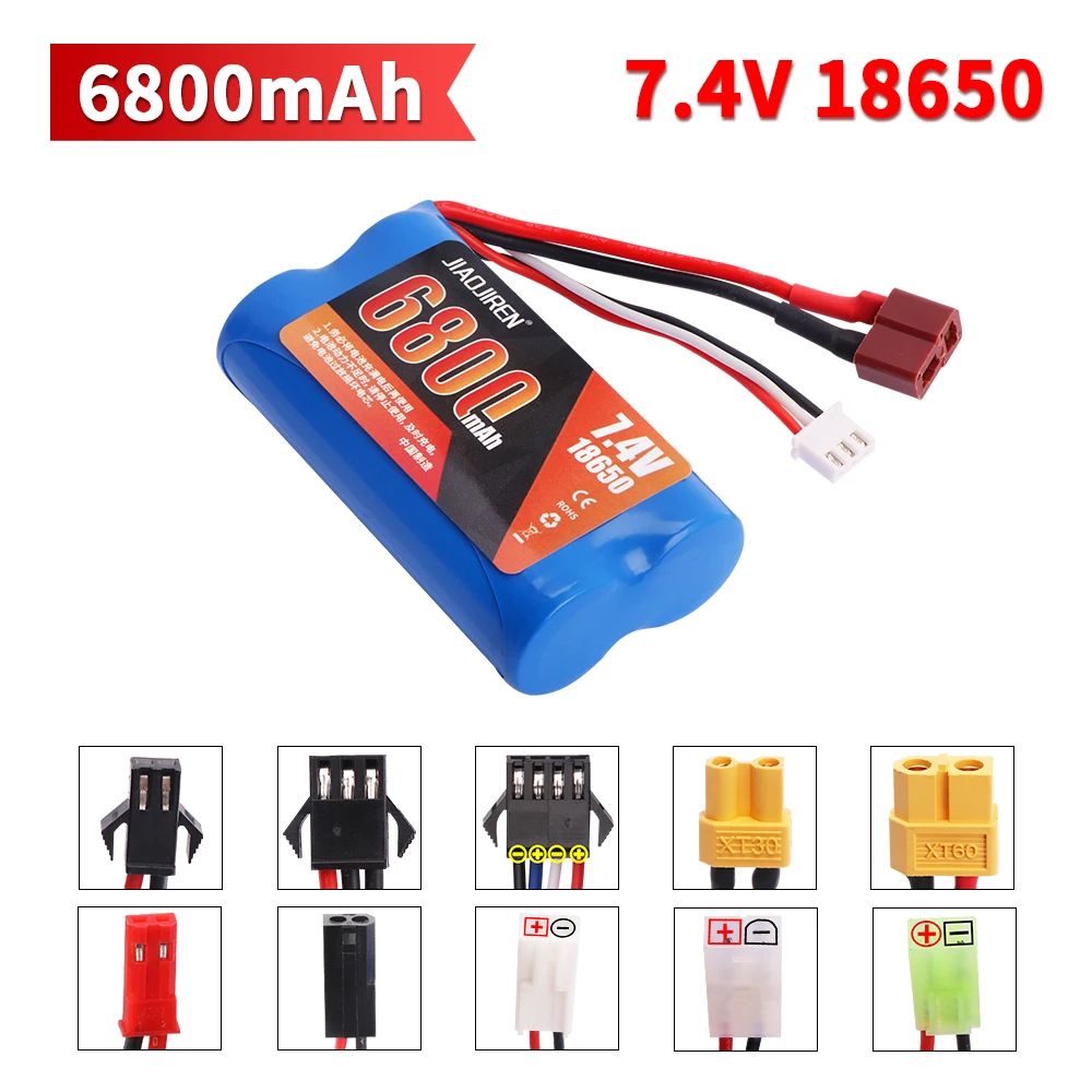 

7.4V 6800mah 18650 Lipo Battery for Q46 Wltoy 10428 12428/12423 X9115 144001 RC Car Spare Accessories 7.4V high capacity battery