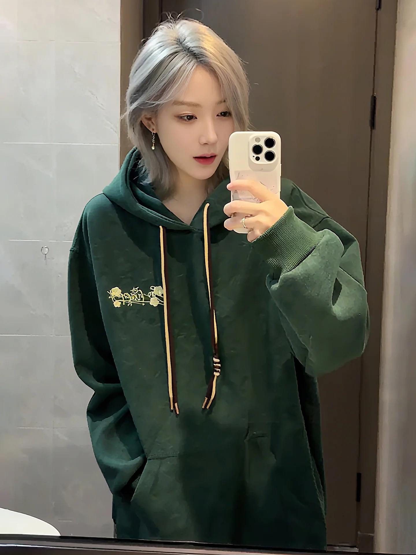 

American High Street Floral Embroidery Hoodie ex Autumn Winter Trendy Design College Sle Couple Hooded Jaet