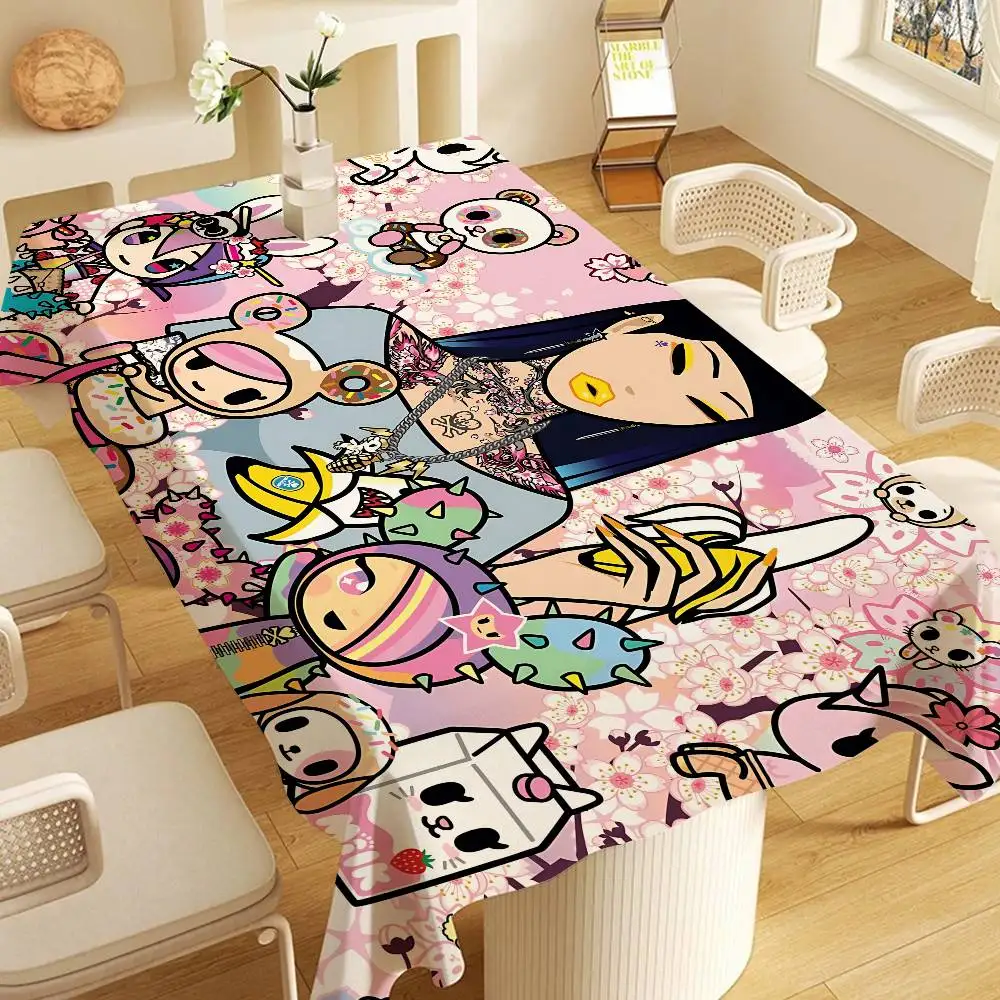 Japan Anime T-Tokidoki Rectangle Waterproof Tablecloth Party Decor Farmhouse Kitchen Dining Table Cloth Wedding Decorations