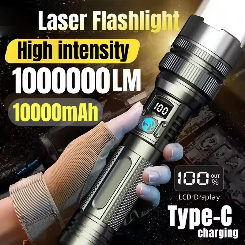 1000000LM Super Bright LED Flashlight Rechargeable USB-C Digital Display IPX8 Waterproof Long Lasting Camping Emergency 2026