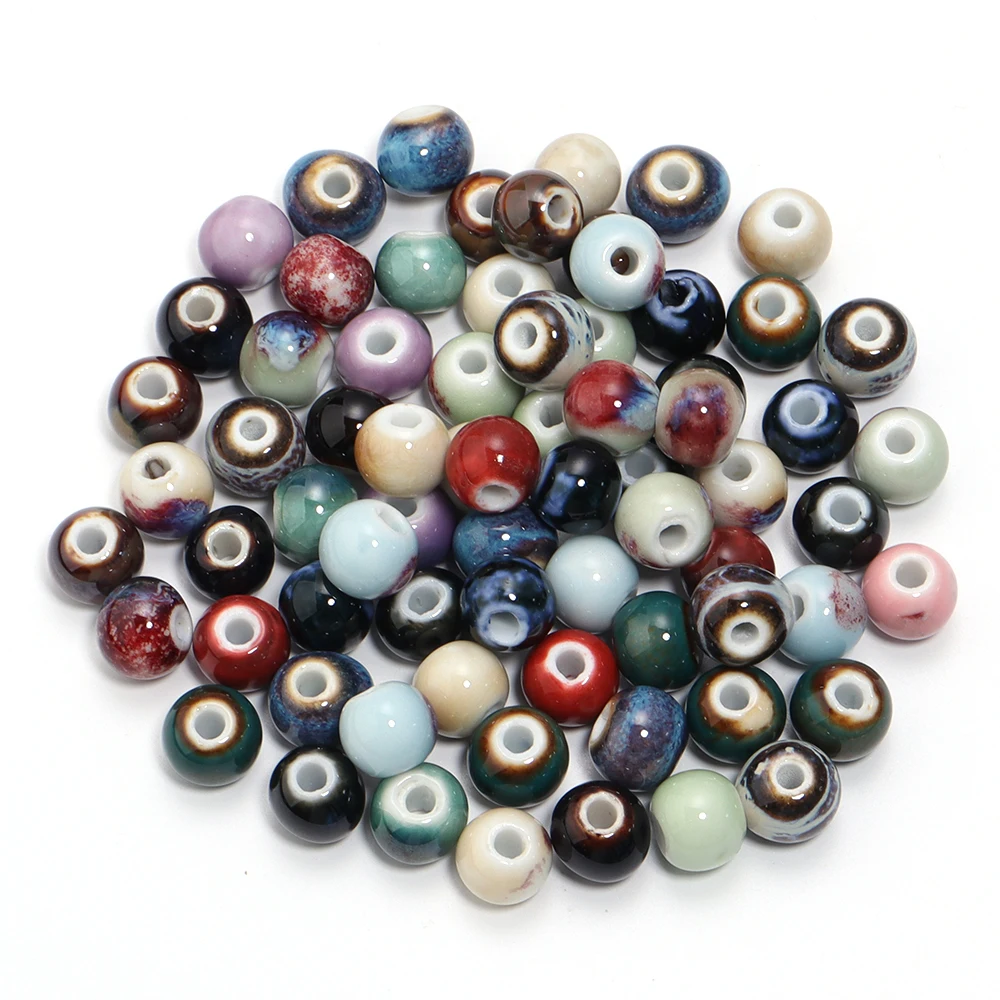 10Pcs 10mm Round Ceramic Beads Handmade Porcelain Beads Bracelet Ceramic Round Beads for Jewelry Making Accessories
