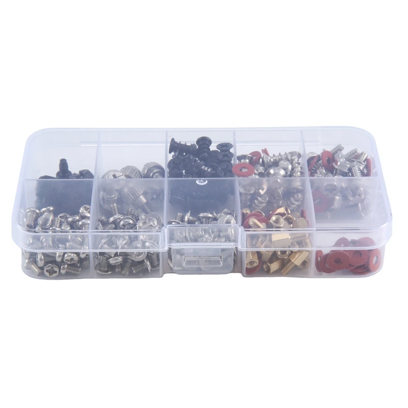 280PCS Computer Screw Standoffs Parts Kit M3.5 M5 DIY Motherboard Mount Screw PC Case Fan Screws Hard Drive Red Washers