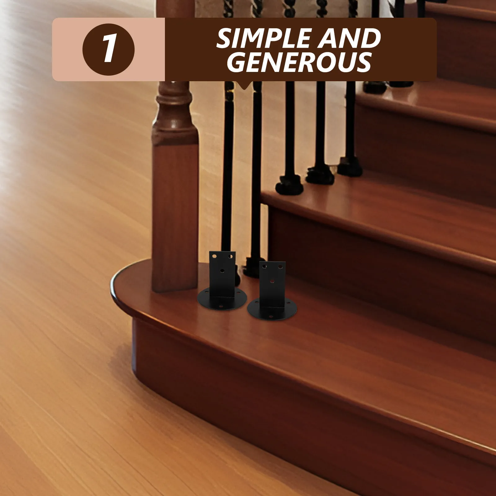 2 Peças Suportes Metálicos Retos Reforçados para Corrimão de Escada, Resistentes à Corrosão, Acessórios para Corrimão de Escada