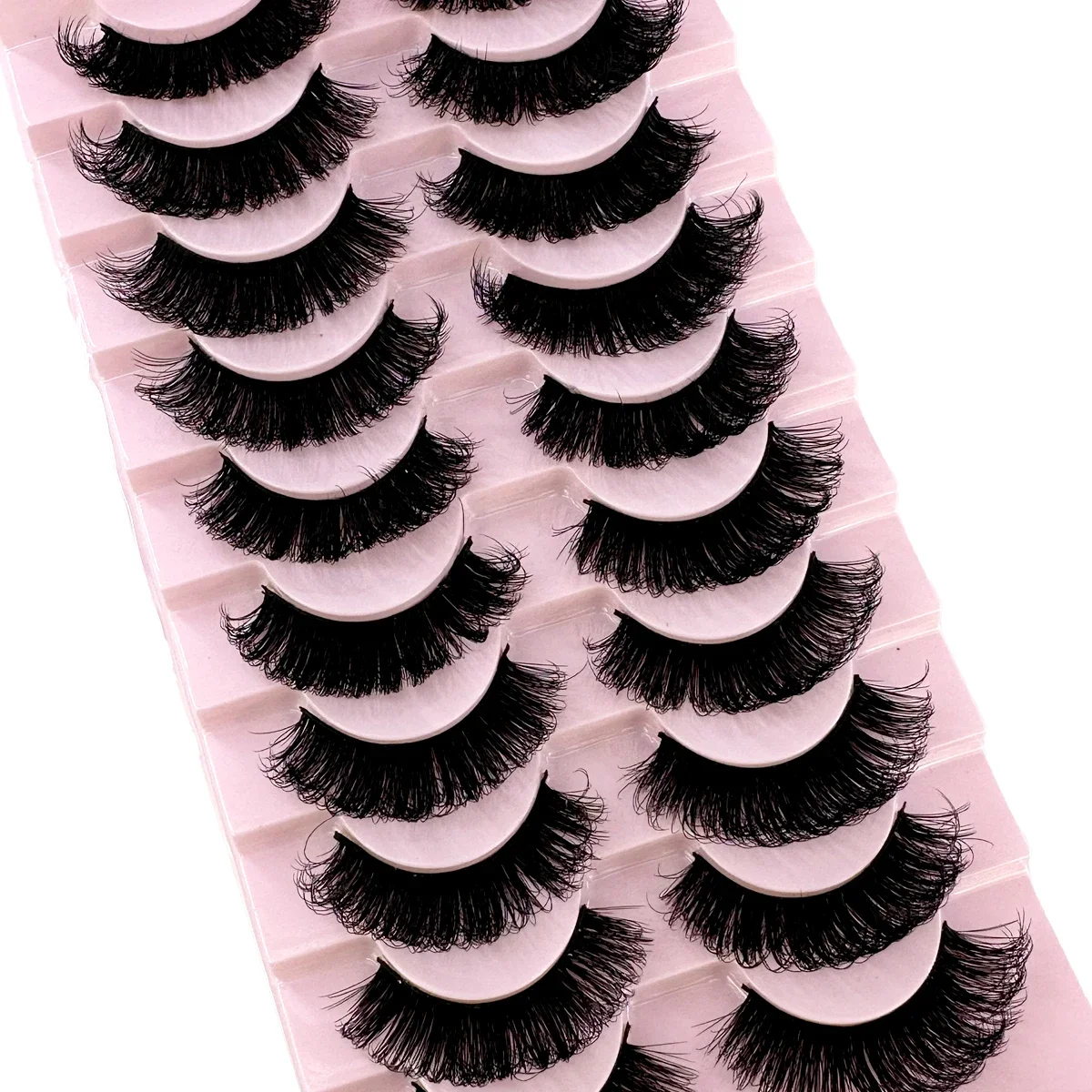 Novo 10 pares dd curvado russo cílios volumosos fofos cílios postiços naturais longos macios finos bagunçados dramáticos cílios postiços