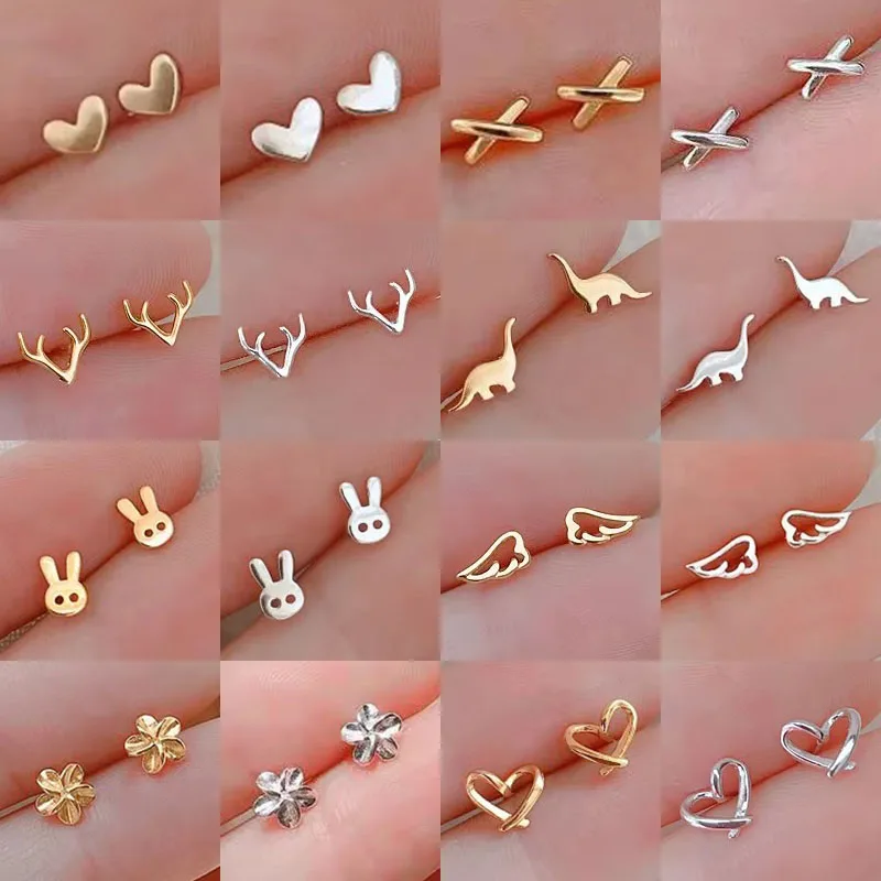 Koreanische Mode Einfache Schöne Herz Mini Stud Ohrring für Frauen Hypoallergen Täglichen Verschleiß Temperament Schmuck Party Geschenk