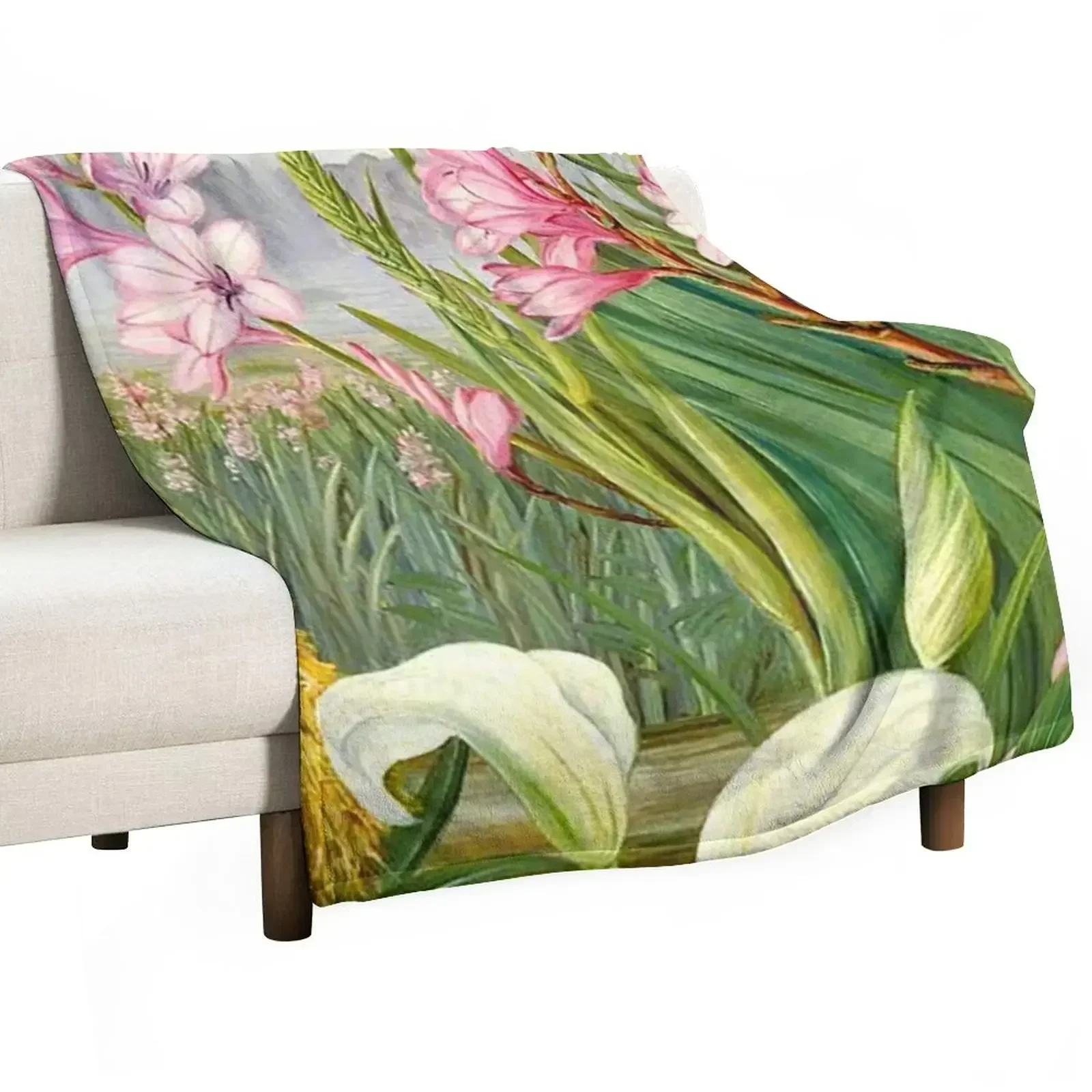 

Beauties of the Swamps, fine art by Marianne North Throw Blanket Flannel Decorative Throw Sofas For Baby Blankets