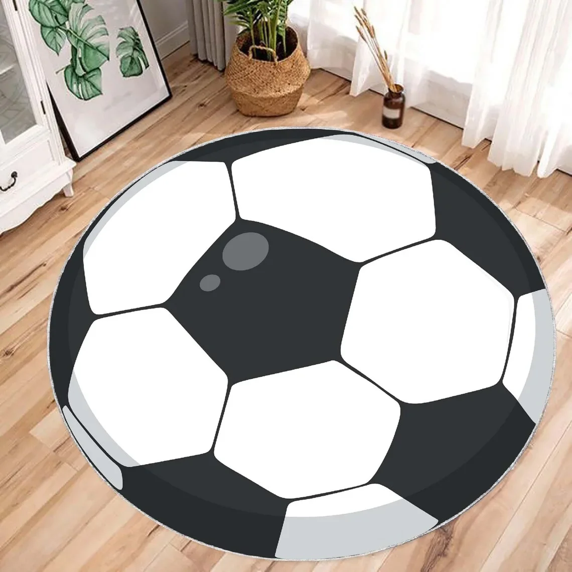 

Soccer Ball Sports Decor Carpet Ball Rug , Boys Bedroom Decor Floor Mat Soccer Ball Gifts Rug