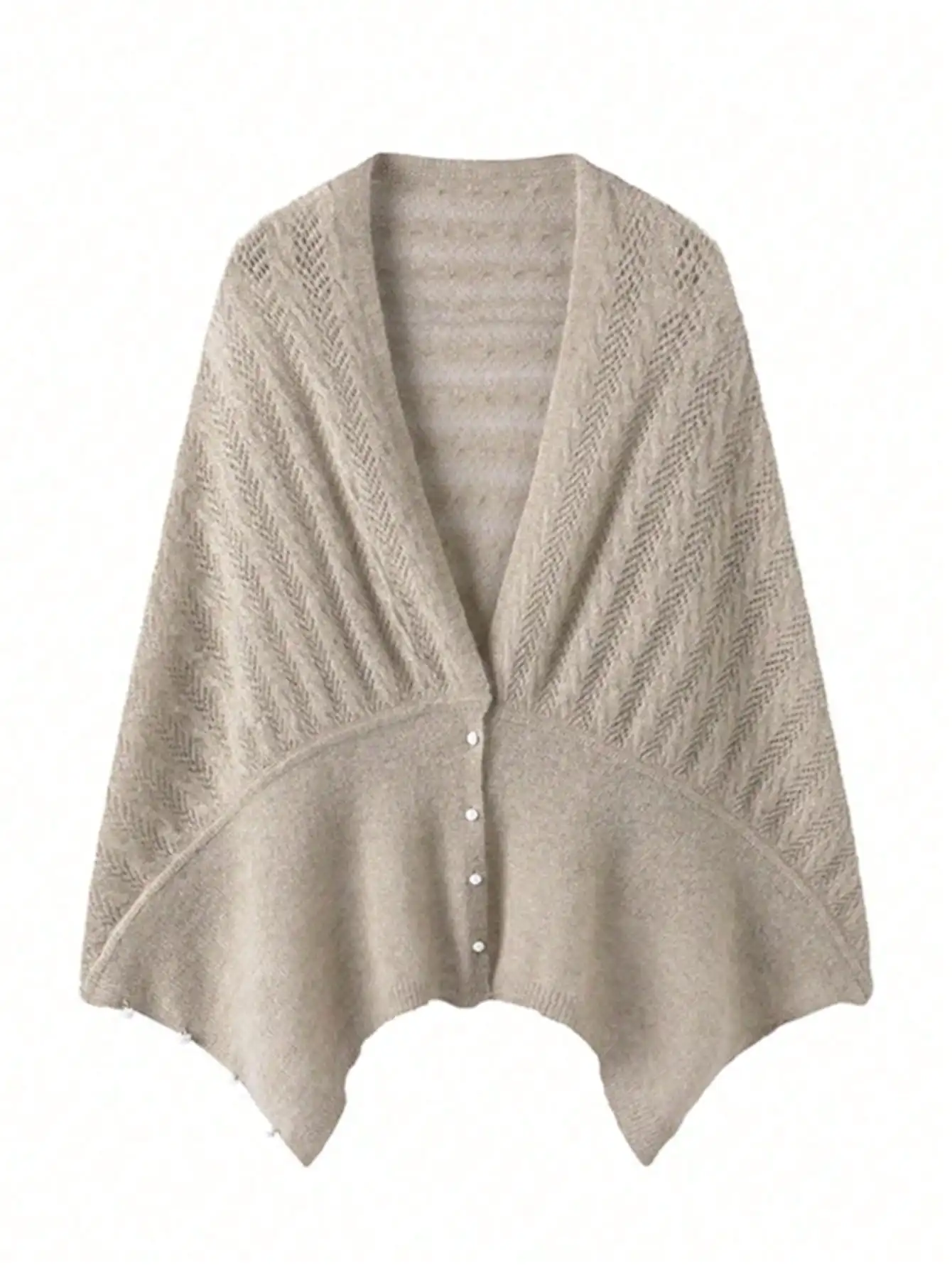 

Женская однотонная вязаная шаль из 100% кашемира с жемчугом, однотонный полый шарф двойного назначения, зимняя теплая многофункциональная куртка, топ