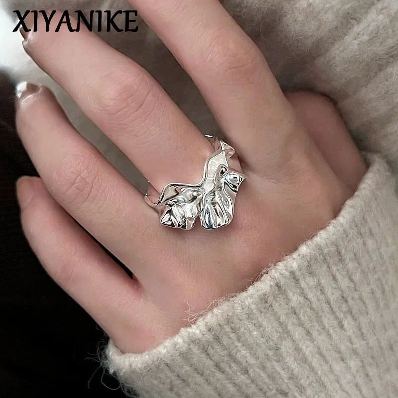 

XIYANIKE Irregular Ruffles Adjustable Open Rings For Women Classic Fashion New Jewelry Gift Party Daily Wholesale кольцо