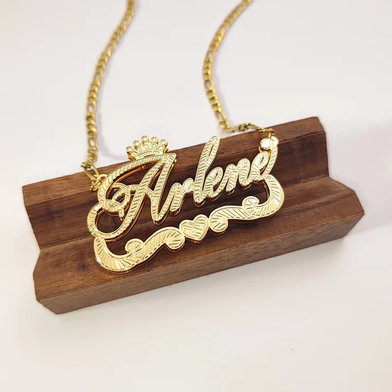 

DHQH 2025 Customized Name 3D Nameplate Necklace Personalized Letter Double layer Nameplate Jewelry Mother's Day Jewelry Gifts