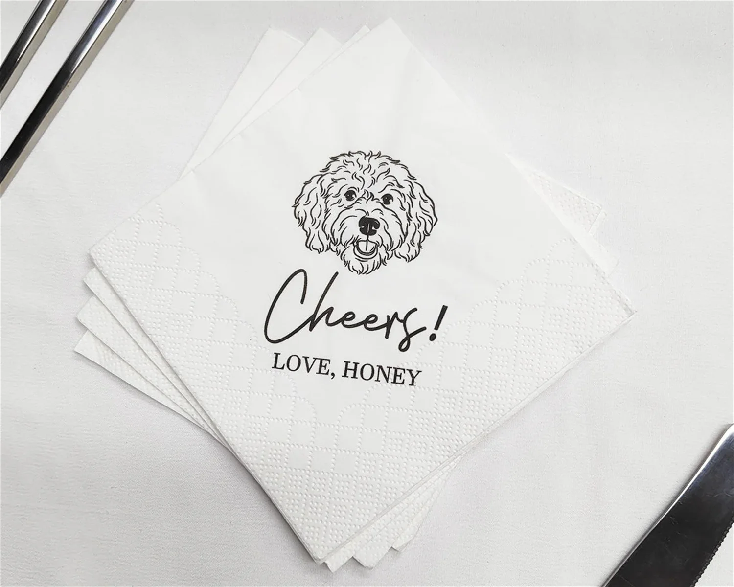 50 PCS Custom Illustrated Dog Wedding Napkins, Personalized Pet Cocktail Napkins, Pet Wedding Napkins, Dog Cocktail Napkins, Cat