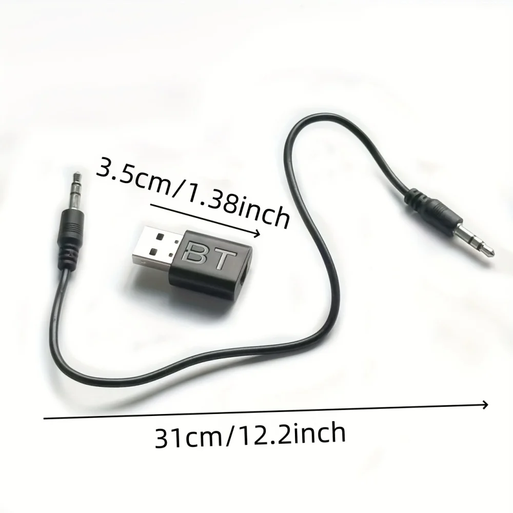 BT Receiver + RCA Audio Cable Black Color 3.5mm Audio Adapter RCA Cable for Car Stereo and Home Speakers