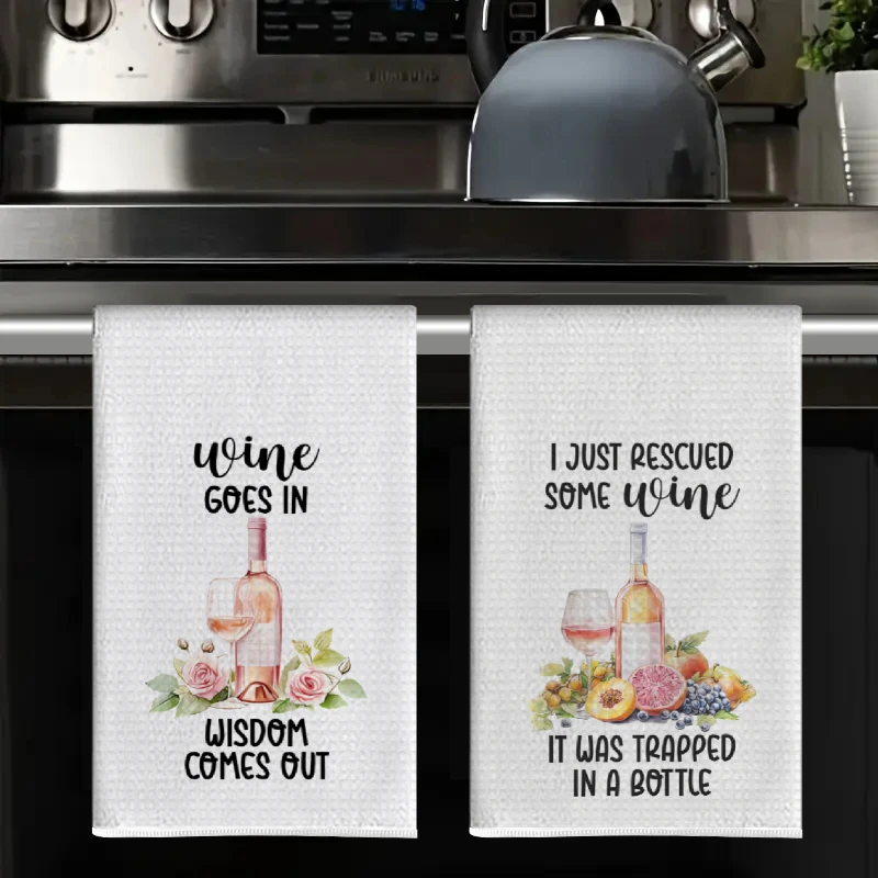 2Pcs, Watercolor Wine Red Floral Kitchen Towels, 40Cm*60Cm Towel Set, Best Kitchen Towels, Super Absorbent Soft Cleaning Cloth, Cooking and Baking Tea Towels, Hand Towels, Cleaning Cloths, Dishcloths, Kitchen Decoration, Living Room Decorations, Kitchen Essentials, Home Essentials