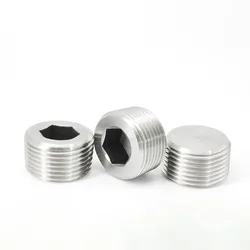 Enchufe hexagonal de acero inoxidable 304 BSPT NPT M4 6 8 10 12 14 16 18 20x1,5, conector macho avellanado para agua, Gas y aceite
