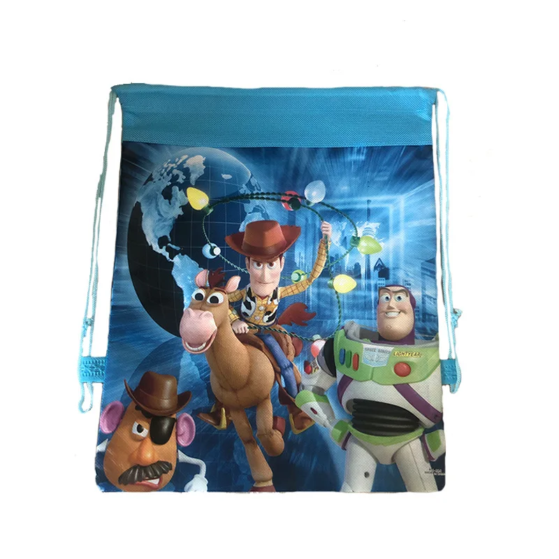 Disney-bolsa de almacenamiento de Toy Story 4 para niños, mochila de viaje de dibujos animados, no tejida, con cordón, Kawaii, Woody, Buzz Lightyear