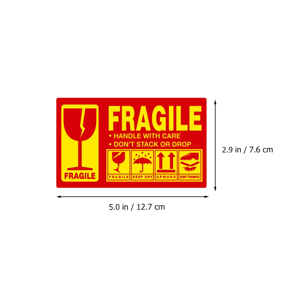 

Self Adhesive Fragile Warning Stickers Convenient To Use Handle With Care Labels For Shipping Packaging Protection