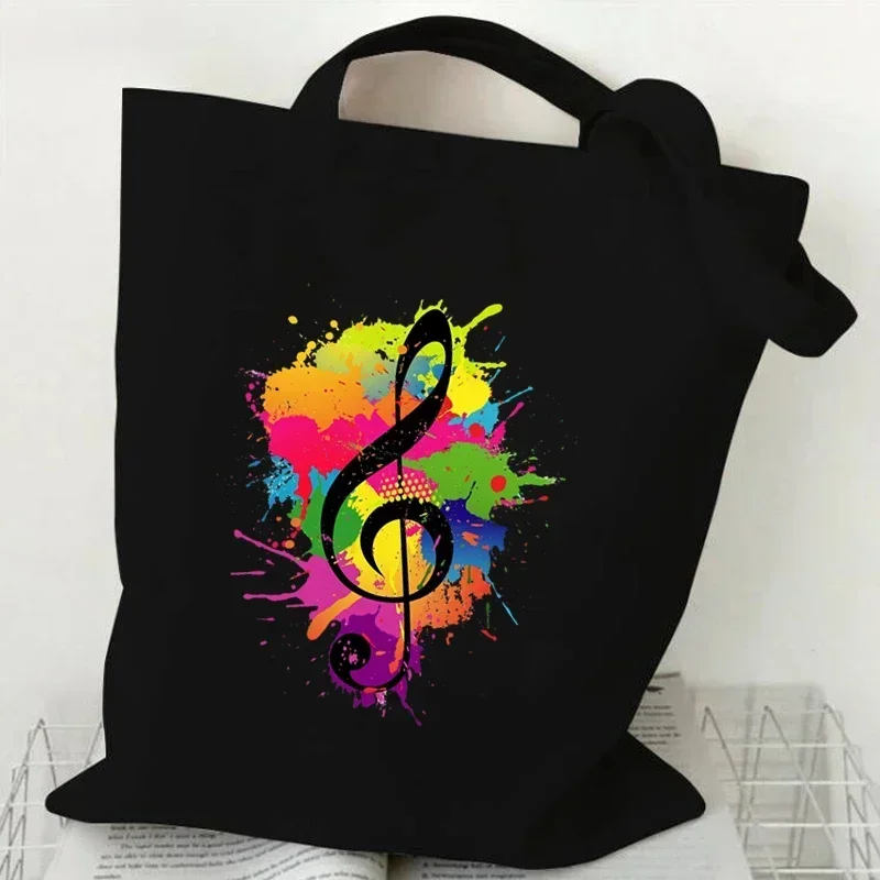 Women Handbags Music Note Heartbeat Canvas Bag Funny Handbag for Teen Fashion Tote Bag Design Brand Side Bag for Ladies