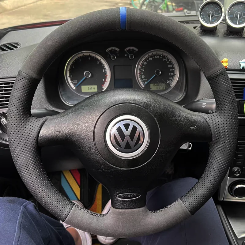 Customize Suede Steering Wheel Cover For Seat Leon MK1 Volkswagen VW Golf 4 IV Passat B5 Variant Polo Skoda Fabia 1 Car Interior