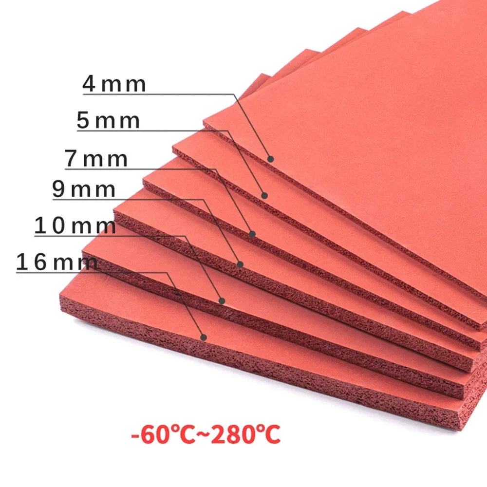 1Pc Red Silicone Foam Board Foaming 1/2/3/4/5/6/8mm Silica Gel Sheet Pressing Mat Laminating Machine High Temperature Sponge Pad