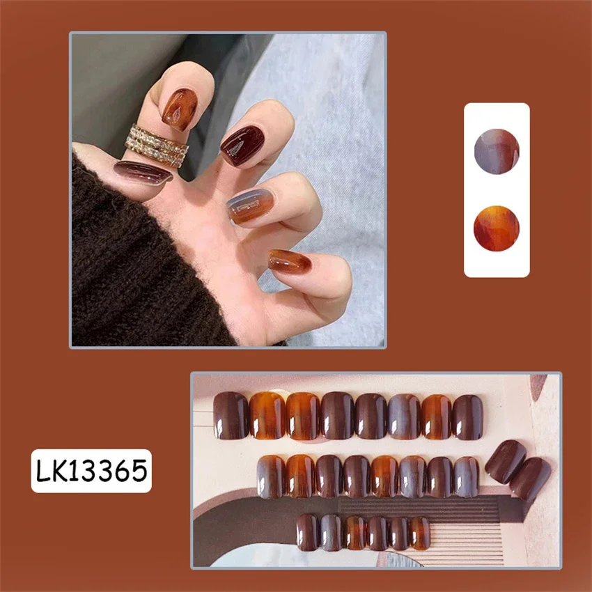 24Pcs/Set 3D Photochromic Colour Changing Love Wearing False Nails Waterproof Acrylic Fake Nails Removable Press on Nail Art