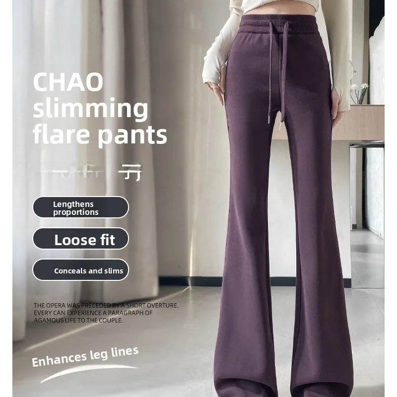 Pantalons de yoga sportifs à jambes larges et taille haute pour femmes, pantalons décontractés printemps-automne, petite taille, coupe ample