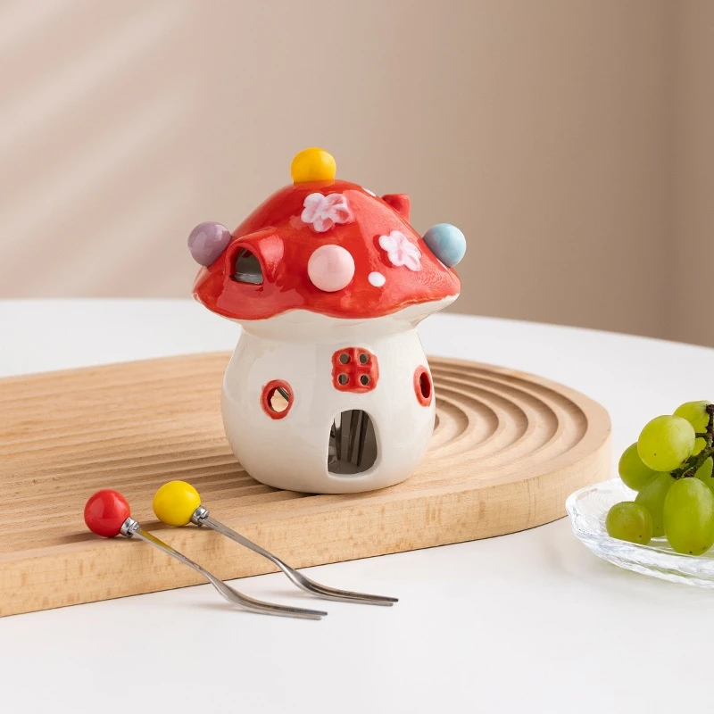 

Креативный керамический держатель для фруктов, милый гриб в форме кухонного обеденного стола, органайзер для хранения в гостиной, роскошный домашний декор