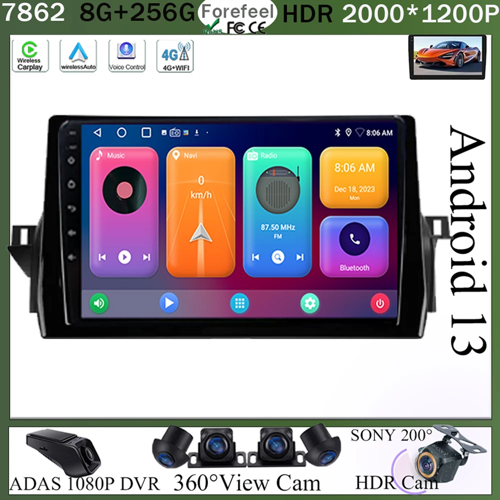 For Toyota Camry VIII 8 XV70 2020 - 2021 Car Radio Navigation GPS Android Auto Stereo BT Wifi 5G No 2din DVD