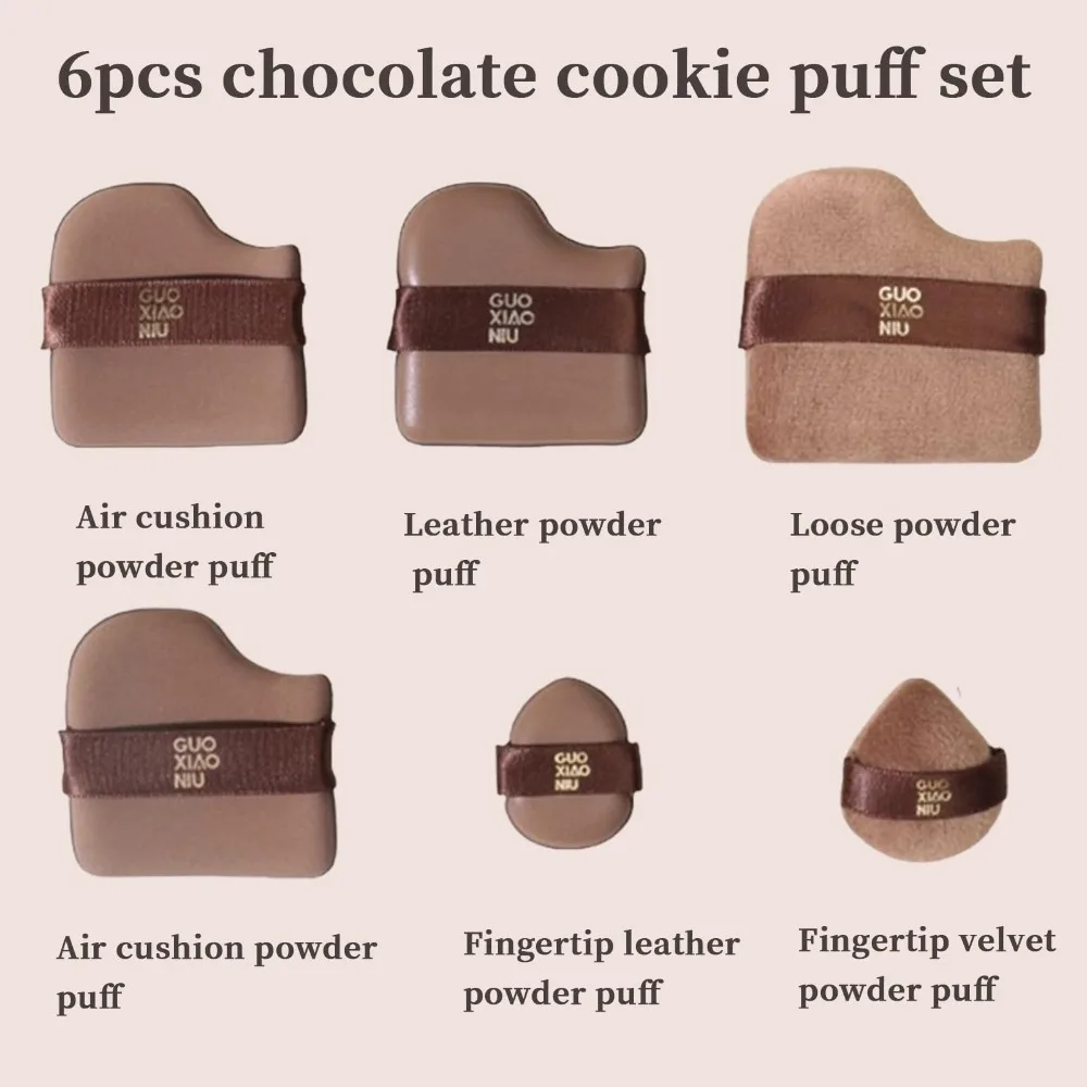 Mini mélangeur de maquillage bouffées, mélange rapide, couleur chocolat, éponge de maquillage, outil de maquillage, coussin Double face, 6 pièces