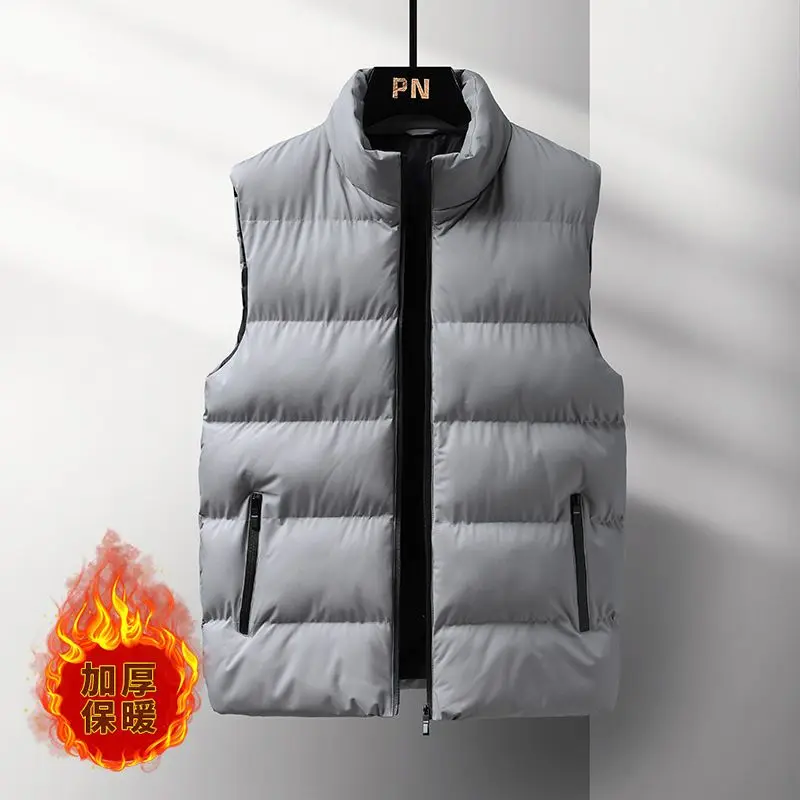 

Winter Mens Vest Jacket Warm Sleeveless Waistcoat Casual Down Cotton Light Thicken Zipper Coat Trend Stand Collar Vest Jacket