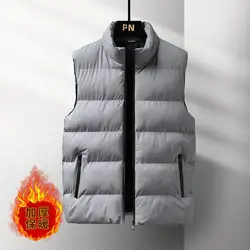 Winter Mens Vest Jacket Warm Sleeveless Waistcoat Casual Down Cotton Light Thicken Zipper Coat Trend Stand Collar Vest Jacket