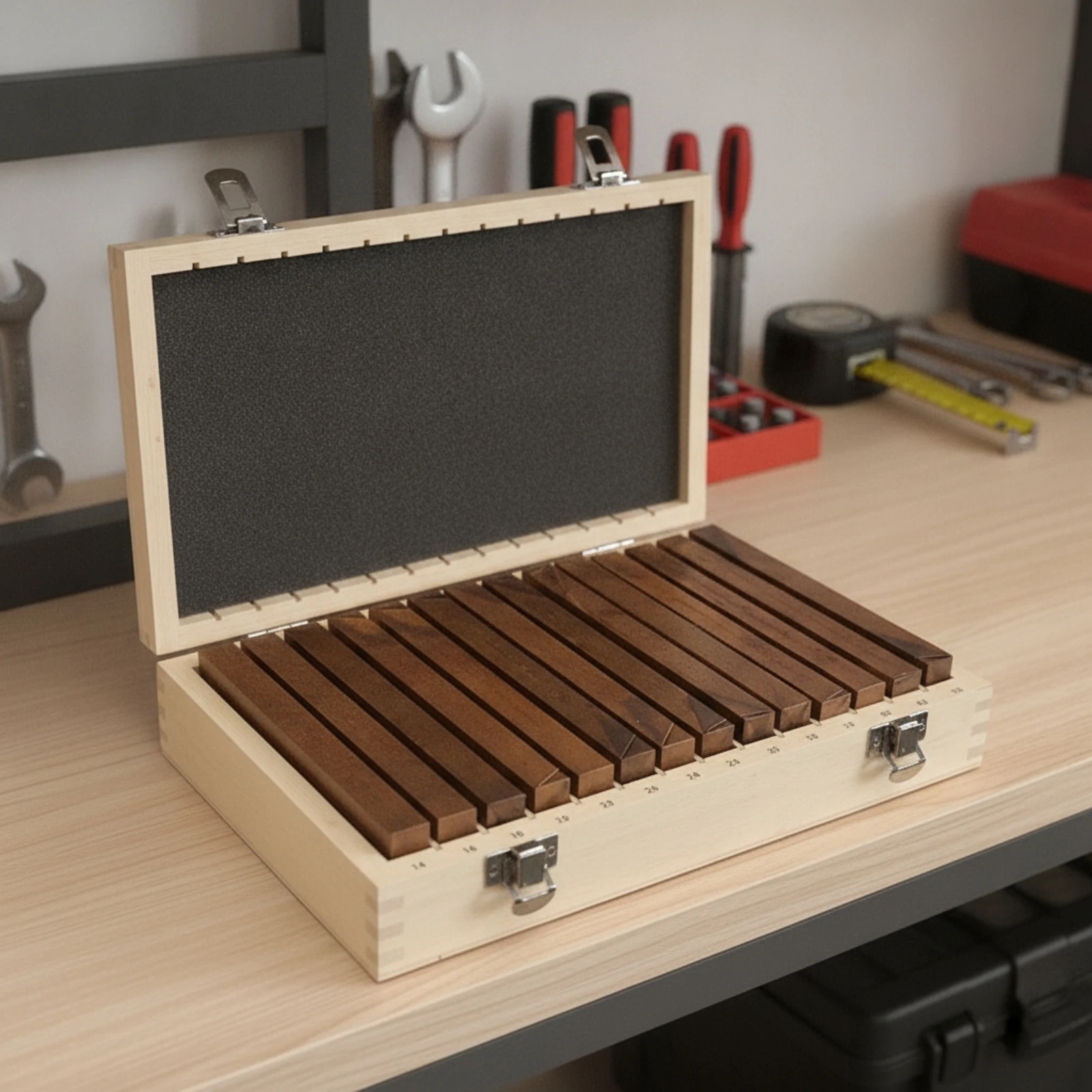 Parallel Block Set 28 Piece Machined Ground Blocchi Precision Tooling with Wooden Case for Quick Setup and Accuracy