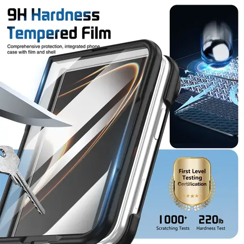 Strong Fall Protection Folding Case for Iphone DUO HD Clear Glass Film Protector Covers
