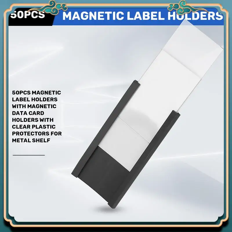 ABJG-50Pcs Magnetic Label Holders With Magnetic Data Card Holders With Clear Plastic Protectors For Metal Shelf (1 X 2 Inch)