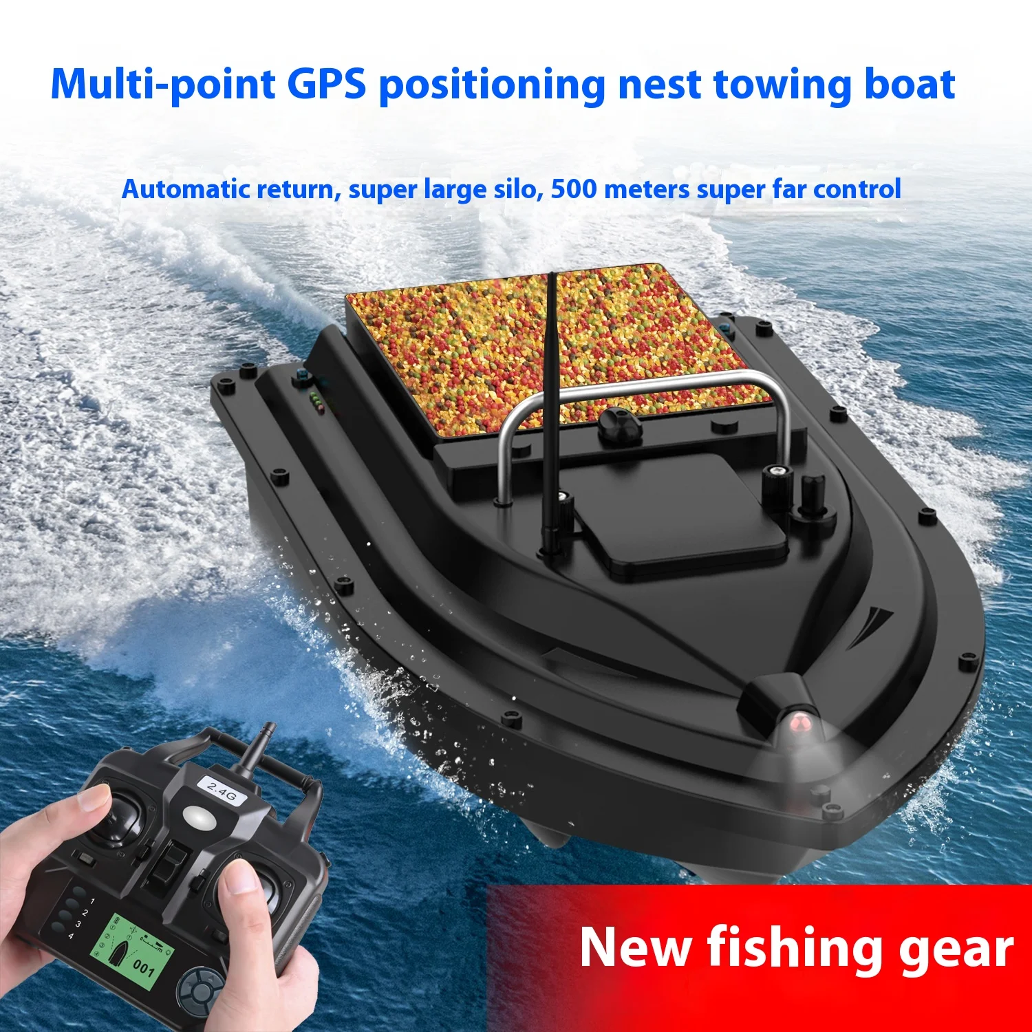 New Gps Intelligent Remote Control Boat 500 Meters Low Electric Automatic Homing Positioning Hook Fishing Hook Fishing Boat