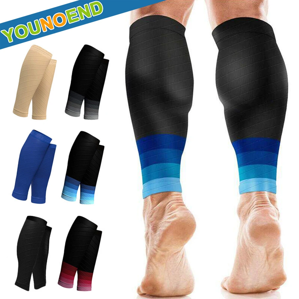 1Pair Calf Compression Sleeves Men Women Footless Socks Shin Splint for Varicose Vein Leg Pain Relief, Running, Nurse, Pregnancy